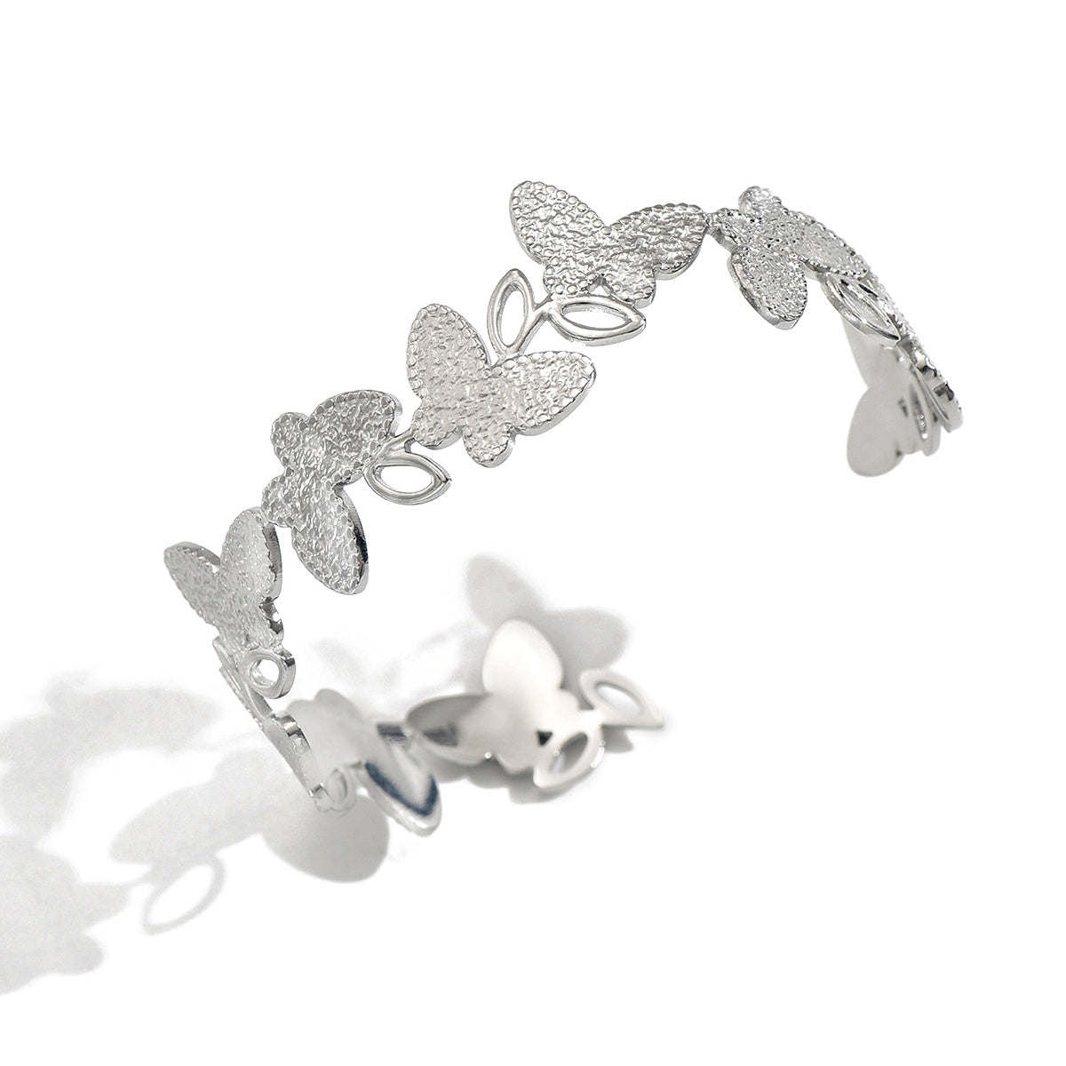 Lxalry Platinum Plated Stainless Steel Butterfly Carved Link Bracelet Hypoallergenic Skin Safe Jewelry For Daily Evening Wear Never Tarnish Handmade Luxury Gift For Her