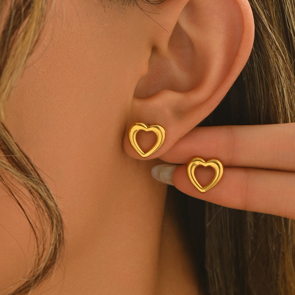Lxalry 18K Gold Plated Heart Earrings Stainless Steel Hypoallergenic Jewelry For Women Skin Safe Everyday & Gift Luxury For Wife Mom Girlfriend Valentine S Day Charm With Tarnish Free Glow