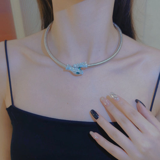 Exaggerated Snake-shaped Cold Wind Diamond Collarbone Necklet Bracelet