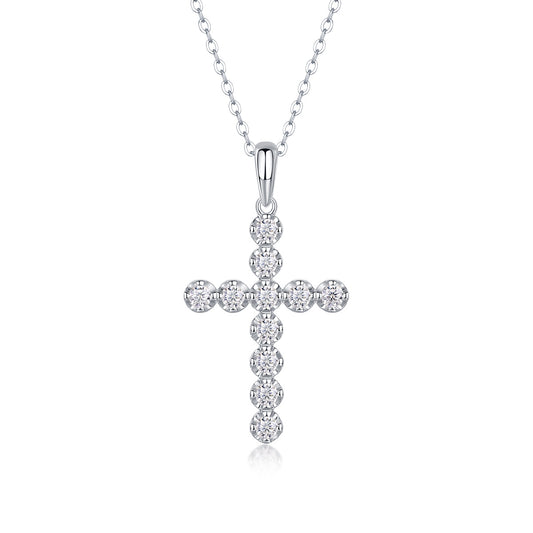 Entrust Luxury Fashion Diamond Pendant Necklace Set With Mosan Diamond Silver Ornaments
