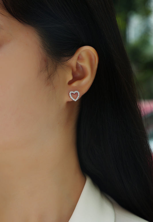From The Heart - Fashionable, Trendy And Affordable Jewelry With Moissanite S925 Sterling Silver And Platinum-plated Stud Earrings
