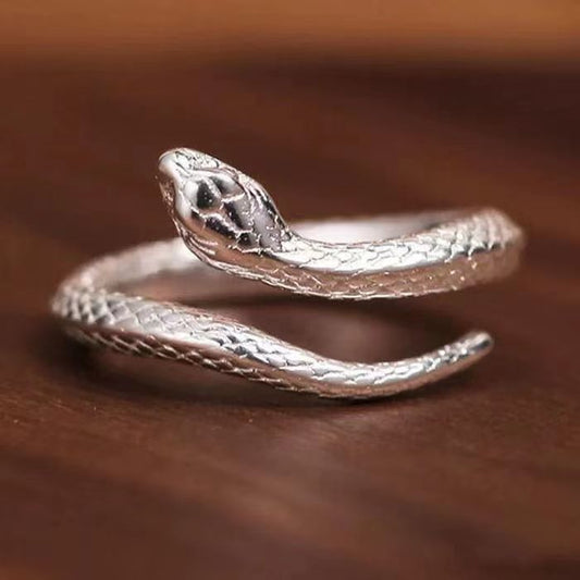 S999 Silver Snake Ring Female Opening Adjustable Versatile Personality