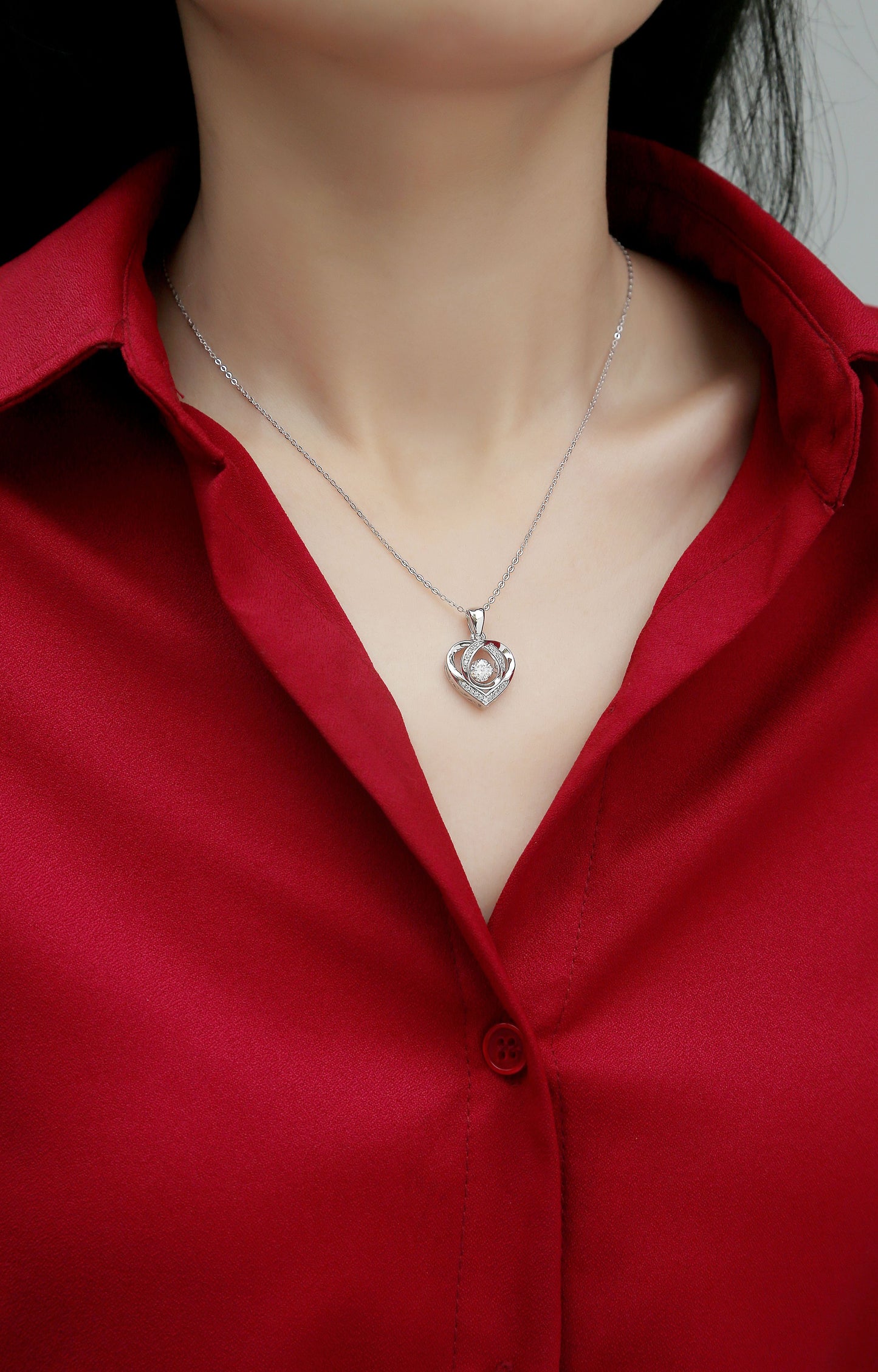 With You In My Heart - A Fashionable And Trendy Jewelry Necklace Pendant Set With 0.5-carat Moissanite S925 Sterling Silver And Platinum Plating